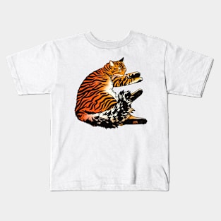 Fluffy Peaceful Tabby Tiger Kids T-Shirt